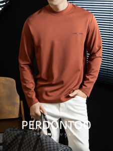 PERDONTOO | Luxurious Casual 3D Embroidery Modal Cloud Touch T-Shirt Half High Collar Long Sleeve