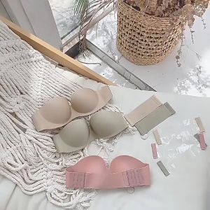 SKI Underwear non-slip Bra strapless Seamless Push Up Backless Strap with Foam Wireless Bralette Lingerie