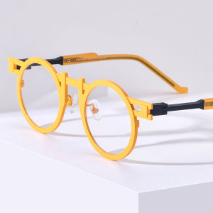 FONEX กรอบแว่นตาไทเทเนียมบริสุทธิ์แฟชั่นใหม่2025ของผู้ชายย้อนยุคสำหรับผู้หญิงแว่นตากันแดดทรงกลมวินเทจคุณภาพสูง85833