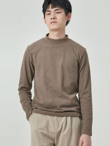 Mens Double-Sided Dralon Half Turtleneck Solid Color Bottoming Shirt Mens Autumn and Winter Thickening Slim Fit Warm Inner Mid-Collar Sweater Men