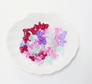 20pcs Color Shiny Transparent Small Bowknot Loose Spacer Beads DIY Phone Chain Jewelry Keychain Accessories Making ﻿