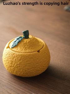 Orange Covered Ashtray Cute Dustproof Office Decorative Tea Room Small Living Room Tea Table Home Decoration Resin Material