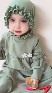 ByKiddos - Dress Gamis LOKAL Anak Perempuan Motif FLOWER / Pakaian Muslimah Anak Perempuan Cantik
