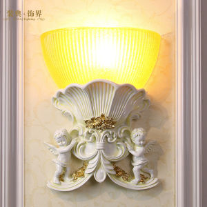 European Style Angel Decorative Wall Lamp Creative Entrance Hallway Bedroom Headboard Background Wall Lighting Resin Glass