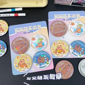 Huy Hiệu Cài Capybara Lấp Lánh Hoạt Hình Dễ Thương Trang Trí Balo Áo Túi ! ChunChinToyKingDom