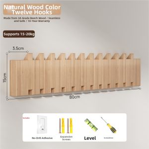YIXUAN | No Drilling Wooden Hook Wall Clothes Hanger