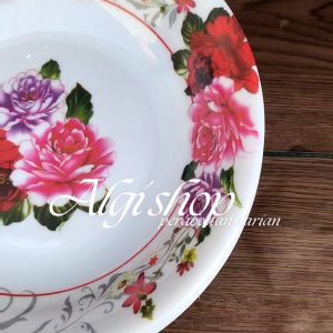 12Pcs Gratis Sndok Piring Makan Cekung Besar 23cm Tahan Panas Bebas BPA