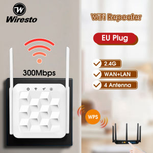 Wiresto WiFi Repeater Semaphore Booster Wireless&Wired Range Extender WiFi Semaphore Booster 300 Mbps Wi-Fi Semaphore Amplifier Network Routers Network Extender For AP Router Range EU Plug