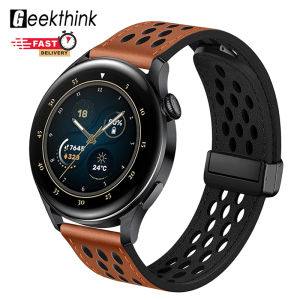 GEEKTHINK Universal 20mm 22mm Breathable Leather Strap for Samsung Galaxy Watch 6 classic 43mm 47mm 6 5 4 44mm 40mm Magnetic buckle watch band For Huawei Watch GT4 3 2e Amazfit GTR GTS