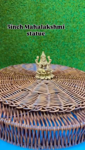 Mahalakshmi Statue - Brass IN 3 INCH Durable Brass Material Hindu Goddess of Wealth & Prosperity Decorative Item for Homes & Offices