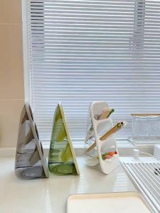 2Colors Counter Caddy Utensil Holder Cutlery Cage Storage Kitchen Desk Organizer With Draining Holes AT