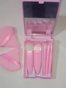 8PCS Mini Travel Makeup Brush Set Free Shipping with Mirror & Powder Puffs