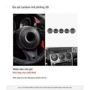 ALCANTARA | Ốp Trang Trí Cửa Gió Điều Hòa Trung Tâm Bằng Sợi Carbon Alcantara Cho Mazda 6 2003-2015 Phụ Kiện Độ Nội Thất Xe Hơi Màu Đen/đỏ/xanh Dương