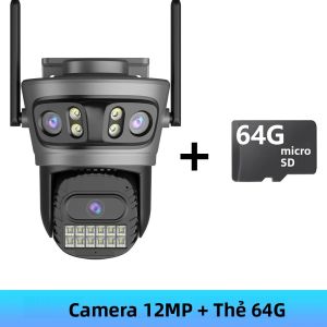 Camera Ngoài Trời Không Dây Wifi ANBIUX 6K 12MP 3 Ống Kính 3 Màn Hình Tích Hợp AI Phát Hiện Chuyển Động Người Xoay PTZ Camera IP Bảo Mật Với Bộ Nhớ 128G Hỗ Trợ Onvif