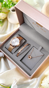 OLEVS Jam Tangan Wanita Anti Air Original Terbaru 2025 Hadiah Mewah Set Karat Kalung Gelang Elegan