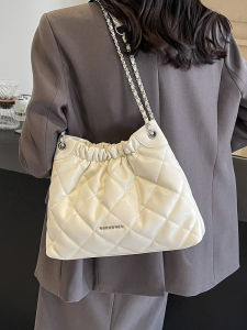 Womens Underarm Large Tote Bag Commuter Bag Fashionable Autumn Winter Single Shoulder Chain Bag Soft PU Magnetic Buckle Closure