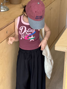 Childrens Summer Thin Ice Silk Sleeveless Vest Basic Elastic Strip Base Shirt Girls Cotton Blend Fabric round Neck Top