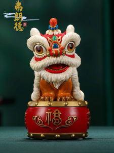 Flander Full Copper Lion Dance Ornament Chinese Style Home Office Opening New Year Decoration Trendy National Gift