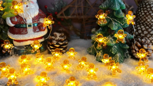 Christmas Lights  Battery Power LED Fairy String Lights Christmas Tree Garland Wreath Decoration 6.6Ft 20 Light Warm Color Indoor Bedroom Decorations For Home Decors Curtain Holiday