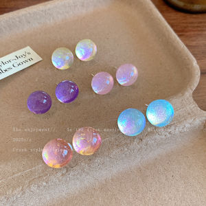 Dreamy Mermaid Princess Rainbow Bead Earrings Womens Fashion Jewelry Small Niche Design Elegant Sweet Ear Cuffs