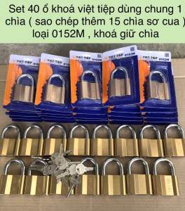 Set 40 ổ khoá việt tiệp dùng chung 1 chìa ( sao chép thêm 15 chìa sơ cua ) loại 0152M khoá giữ chìa