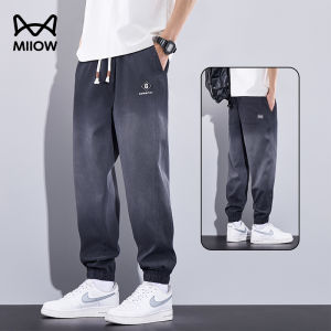 Quần jeans nam MiiOW Catman làm bằng vải denim mỏng rộng rãi có dây rút