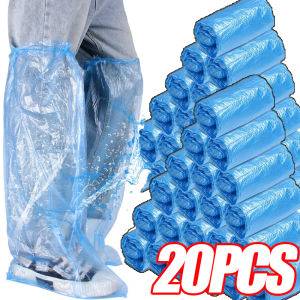 ปลอกหุ้มขาโต๊ะพลาสติกใสกันน้ำกันฝนแบบพกพากันลื่น20ชิ้นแบบใช้แล้วทิ้งที่คลุมรองเท้า