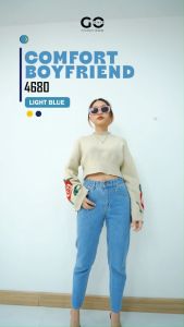 GOJINIEJEANS - Highwaist Comfort Boyfriend Jeans - 4680 - COMFORT BOYFRIEND\\n\\n Apa itu Celana Jeans Highwaist Comfort Boyfriend?\\n\\nCelana jeans highwaist comfort boyfriend adalah celana jeans yang dirancang khusus untuk memberikan kenyamanan maksimal bagi penggunanya. Dengan model highwaist, celana ini menutupi bagian atas pinggang, memberikan penampilan yang lebih modis dan rapi. Sementara itu, fitur comfort boyfriend memberikan nuansa casual dan santai, ideal untuk penggunaan sehari-hari.\\n\\n Bagaimana Celana Jeans Highwaist Comfort Boyfriend Berbeda dari Celana Jeans Biasa?\\n\\nCelana jeans highwaist comfort boyfriend memiliki beberapa perbedaan signifikan dibandingkan celana jeans biasa:\\n\\n* Model highwaist: Menutupi bagian atas pinggang, memberikan penampilan yang lebih modis dan rapi.\\n* Fitur comfort boyfriend: Memberikan nuansa casual dan santai, ideal untuk penggunaan sehari-hari.\\n* Material berkualitas tinggi: Terbuat dari bahan jeans yang lembut dan lentur, sehingga nyaman dikenakan dalam waktu lama.\\n\\n Keunggulan Celana Jeans Highwaist Comfort Boyfriend\\n\\nCelana jeans highwaist comfort boyfriend memiliki beberapa keunggulan dibandingkan celana jeans biasa:\\n\\n* Model highwaist yang modis dan rapi.\\n* Fitur comfort boyfriend yang memberikan nuansa casual dan santai.\\n* Material berkualitas tinggi yang nyaman dikenakan dalam waktu lama.\\n* Tersedia dalam berbagai ukuran dan warna, sehingga mudah dipadukan dengan berbagai outfit.\\n\\n Cara Memilih Celana Jeans Highwaist Comfort Boyfriend yang Tepat\\n\\nBerikut adalah beberapa tips untuk memilih celana jeans highwaist comfort boyfriend yang tepat:\\n\\n* Pastikan ukuran celana sesuai dengan tubuh Anda. Anda bisa menggunakan tabel ukuran yang disediakan oleh GOJINIEJEANS.\\n* Pilih warna celana yang sesuai dengan preferensi Anda dan mudah dipadukan dengan berbagai outfit.\\n* Perhatikan kualitas bahan celana. Pilih celana yang terbuat dari bahan jeans yang lembut dan lentur, sehingga nyaman dikenakan dalam waktu lama.\\n\\n Bagaimana Menggunakan Celana Jeans Highwaist Comfort Boyfriend dengan Benar\\n\\nBerikut adalah beberapa cara untuk menggunakan celana jeans highwaist comfort boyfriend dengan benar:\\n\\n* Simpan celana di tempat yang kering dan bersih untuk menjaga kualitas bahan.\\n* Jangan mencuci celana terlalu sering, cukup lakukan setiap beberapa kali pemakaian.\\n* Gunakan mesin cuci dengan suhu air rendah dan pilih deterjen yang sesuai dengan jenis bahan celana.\\n\\n Manfaat Memiliki Celana Jeans Highwaist Comfort Boyfriend\\n\\nBerikut adalah beberapa manfaat dari memiliki celana jeans highwaist comfort boyfriend:\\n\\n* Memberikan penampilan yang modis dan rapi dengan model highwaist.\\n* Memberikan nuansa casual dan santai dengan fitur comfort boyfriend.\\n* Nyaman dikenakan dalam waktu lama karena terbuat dari bahan jeans yang lembut dan lentur.\\n* Mudah dipadukan dengan berbagai outfit karena tersedia dalam berbagai ukuran dan warna.\\n\\nCelana jeans highwaist comfort boyfriend adalah pilihan fashion yang praktis dan ideal untuk aktivitas sehari-hari. Dengan model highwaist dan fitur comfort boyfriend, celana ini memberikan penampilan yang modis dan rapi, serta nuansa casual dan santai. Selain itu, celana ini juga nyaman dikenakan dalam waktu lama karena terbuat dari bahan jeans yang lembut dan lentur. Jadi, jangan ragu untuk memiliki celana jeans highwaist comfort boyfriend sebagai bagian dari koleksi pakaian Anda!\n}