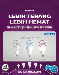 LAMPU MEGAMAN 9W LED YTA60Z1 6500K SATUAN 9 WATT GARANSI 2 TAHUN