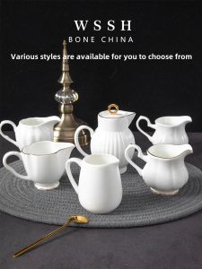 English Style Bone China Milk Jug Ceramic Milk Creamer with Handle Coffee Making Tools Small Milk Cup Porcelain Utensils