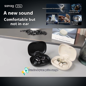 SANAG C16S บลูทูธ5.2ตัวต่อกระดูกหูฟังหูเวลาเล่น24ชั่วโมงกันน้ำ IPX8ชุดหูฟังสปอร์ตสเตอริโอ HD ที่มีน้ำหนักเบาเป็นพิเศษสำหรับการวิ่งและขี่จักรยาน