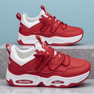 Red Leather Mens Athletic Shoes
