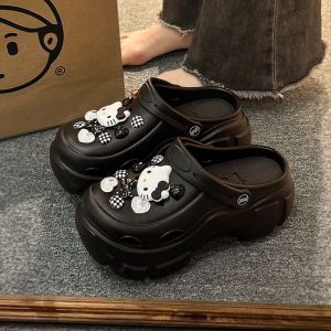 Womens Summer Hollow out Sandals High Heels Slip-On Thick Bottom Beach Shoes Anti-Slip Casual Daily Wear PVC Material