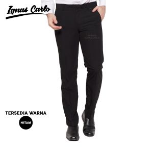 Celana Panjang Pria Formal Hitam Slimfit Bahan Twist Doby Salur Merk Xellano size 28-36 - IGNAS CARLO