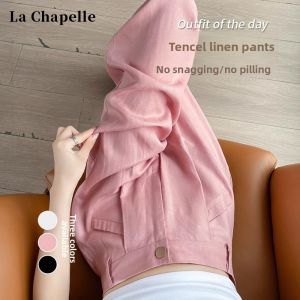 La Chapelle | Slim Fit Wide Leg Pants Cotton Linen Blend