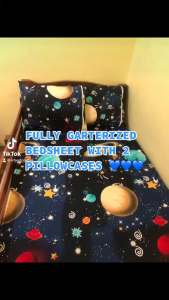 3in1 Fully Garterized Fitted Bedsheet with 2 pcs Pillowcases - Semicotton (Choose your design)