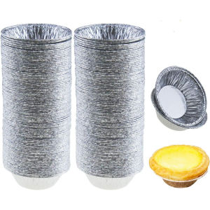 200 Cái Khuôn Làm Bánh Tart Bằng Giấy Nhôm Dùng Một Lần Cốc Nướng Bánh Hình Tròn Khay Nướng Bánh Đế Khay Nướng Cho Việc Làm Bánh Tại Nhà - Lót Cốc Bằng Giấy Nhôm