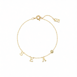 Smile Design Custom Letter Plain Gold Bracelet