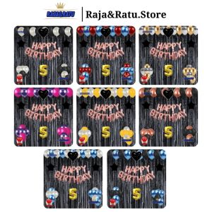 Paket Dekorasi Pesta Balon Happy Birthday Rosegold Set Dekor Ulang Tahun Tirai Hitam Simple