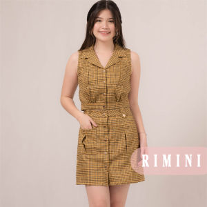 RIMINI - Setelan Atasan Putungan Berkerah dan Rok Pendek Motif Kotak XS-XL - Beatrix Sleveless 525102-525103