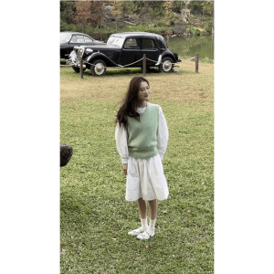 White A-Line Mini Dress Womens Spring 2025 Loose Slimming Midi Skirt Korean Atmosphere Age-Defying Fashion Casual Dress