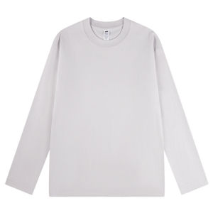 Pure Cotton Long Sleeve T-Shirt Basic Style Heavyweight Comfortable Loose Fit Solid Color Base Layer Sea Eagle Grey 230g