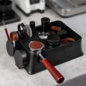 Espresso Tamping Station with Magnetic Knock Box ABS Adjustable Tamper Holder for 51/54/58mm Universal Portafilter Barista Tools
