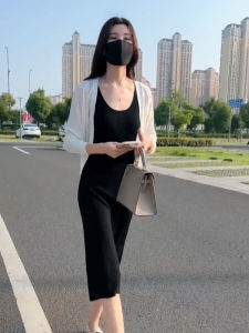 Icy Silk Knit Cardigan Dress Set Lightweight Cover-Up