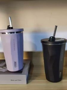 Ly cốc giữ nhiệt Hottrend thể tích 600ml tặng kèm sticker nổi + ống hút đa công năng sử dụng - Ly giữ nhiệt hottrend