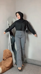 Cutbray Highwaist Celana Jeans Wanita Cutbray Flared Stretch Highwaist Premium