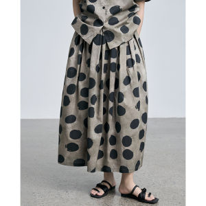 High Waist UMA Style Polka Dot Pleated Skirt Draping A-Line Midi Skirt Street Style Summer New Arrival Polyester Fiber