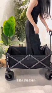 SG STOCK 2024 High-Durability Aluminum Foldable Wagon Cart with Padded Seat for Camping Outdoor Shopping and Travel - Collapsible & Durable