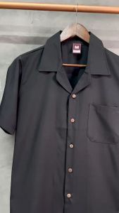 Cocoshell เสื้อฮาวาย พร้อม ส่งจากไทย สีพื้น เสื้อเชิร์ตแขนสั้น B001 แมทซ์ได้ทุกลุค