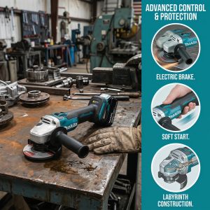 Makita | Makita DGA404 18V Brushless Lithium Electric Angle Grinder 125mm Variable Speed Cordless Polishing Tool for Metal and Wood
